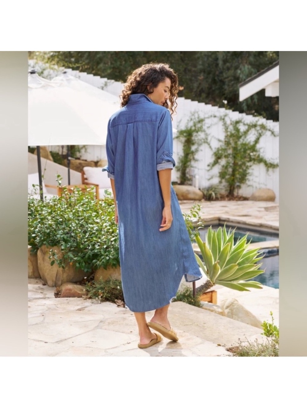 Frank & Eileen Rory Denim Maxi Shirt Dress Vintage Stonewashed Indigo Large EUC - Picture 9 of 9
